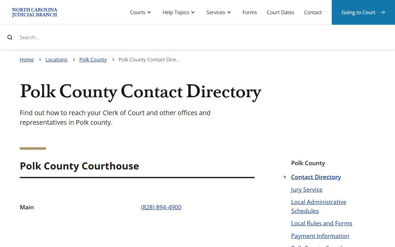 Polk County Clerk of Superior Court contact directory for court records
