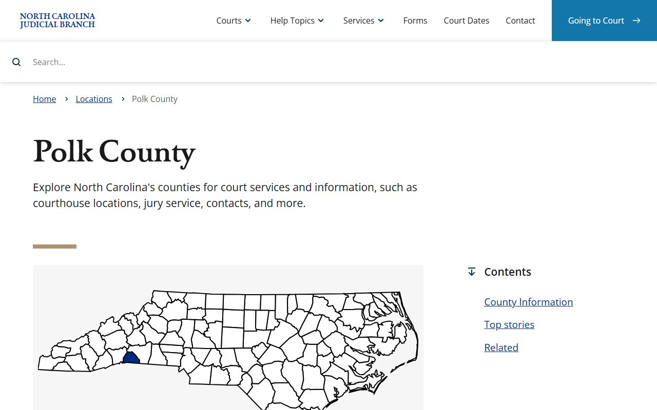 Polk County court records on the North Carolina Judicial Branch county page