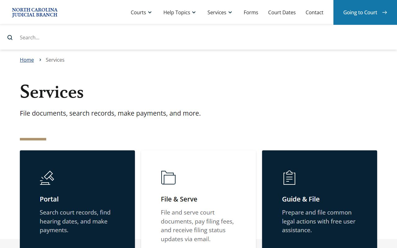 Polk County court records online services through North Carolina Judicial Branch
