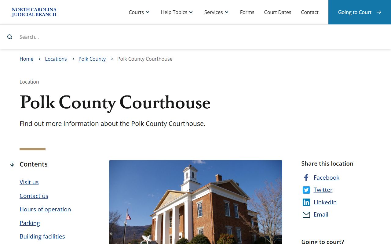 Polk County court records courthouse address and access page