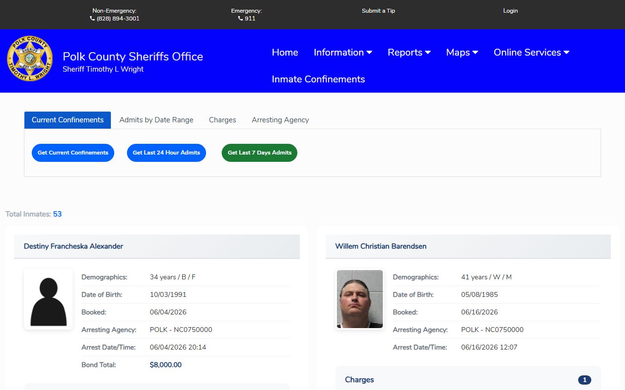 Polk County inmate search Citizen Connect roster