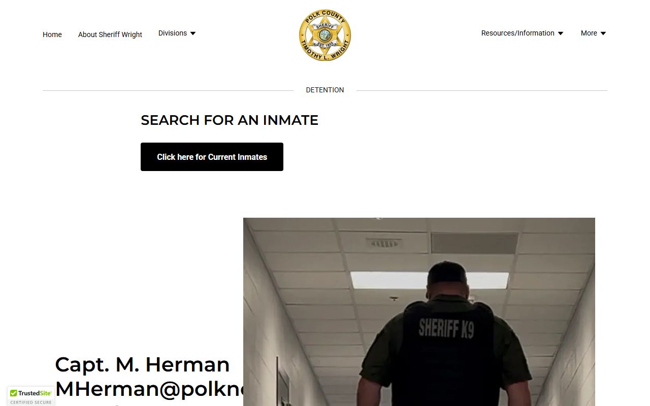 Polk County inmate records detention page