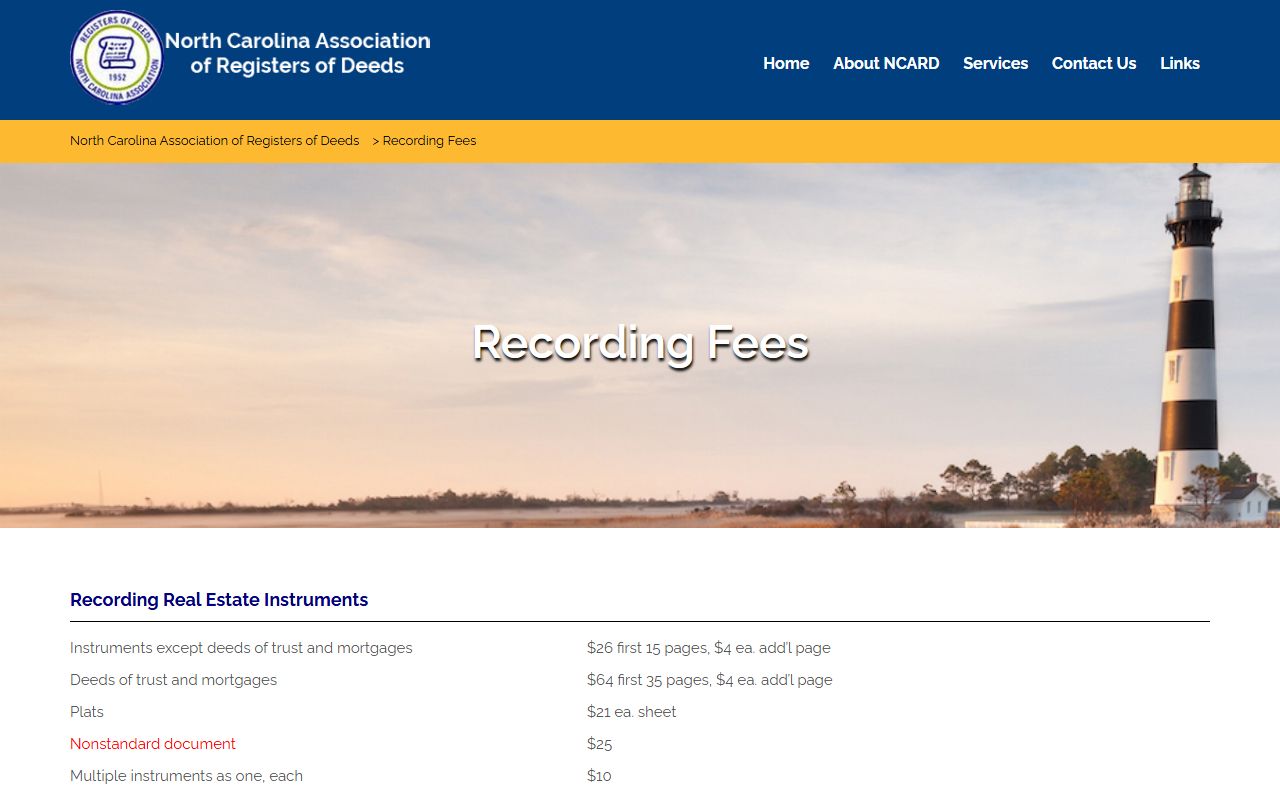 Polk County marriage records NCARD recording fee schedule
