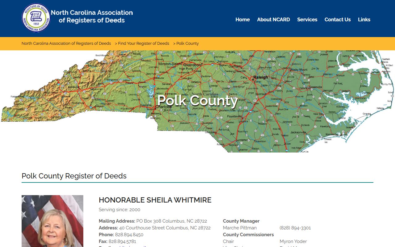 Polk County marriage records NCARD Register of Deeds listing