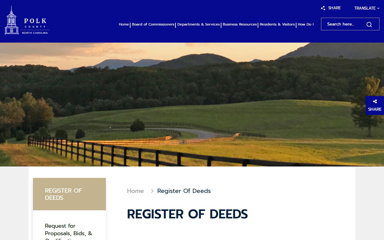 Polk County marriage records Register of Deeds page