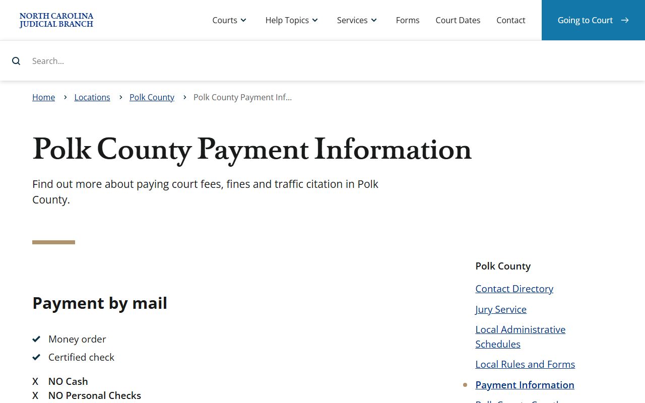 Polk County traffic court payment information page