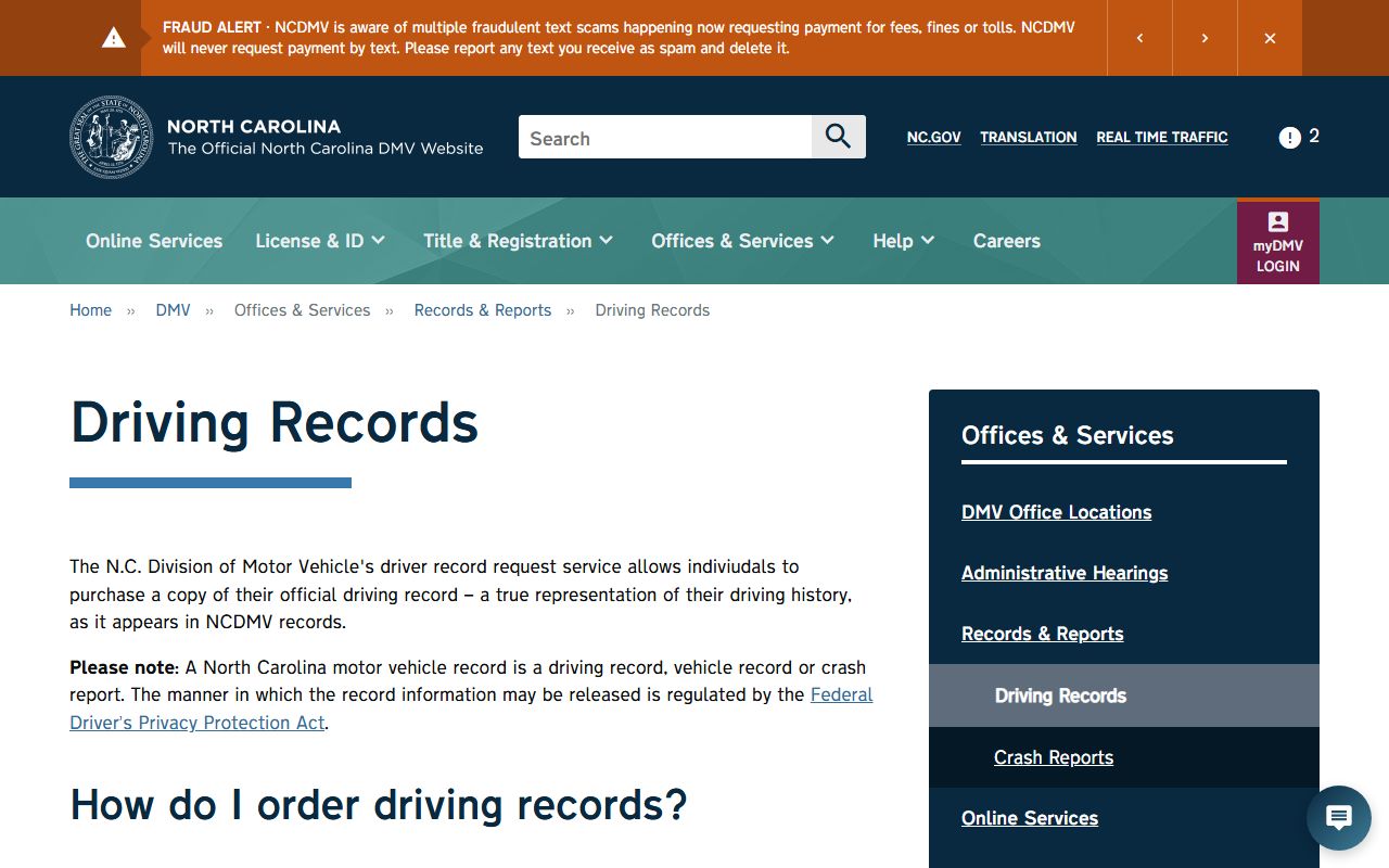 Polk County traffic records NCDMV driving records source